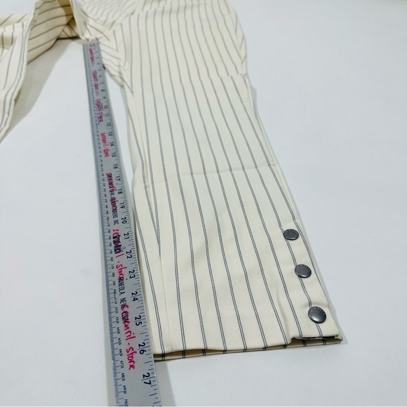 Rag & Bone Simone Stripe Snap Ankle Pant Black Ivory High Rise Sz 10 NWT - Picture 10 of 10